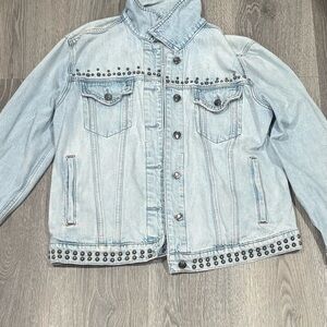 Good American Light Blue Studded Denim Jacket
